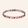 Chaîne de cheville en cuivre rose, maillons en forme de cœurs pleins et évidés, pastilles claires Chaîne de cheville en cuivre rose, maillons en forme de cœurs pleins et évidés, pastilles claires