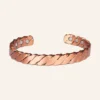 Bracelet jonc en cuivre torsadé en spirale, avec pastilles rondes aux deux extrémités Bracelet jonc en cuivre torsadé en spirale, avec pastilles rondes aux deux extrémités