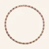 Collier articulé en cuivre rosé à maillons plats en X reliés par de petits segments, fermoir à clip.