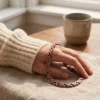 Collier en cuivre à maillons entrelacés en vagues, porté au cou